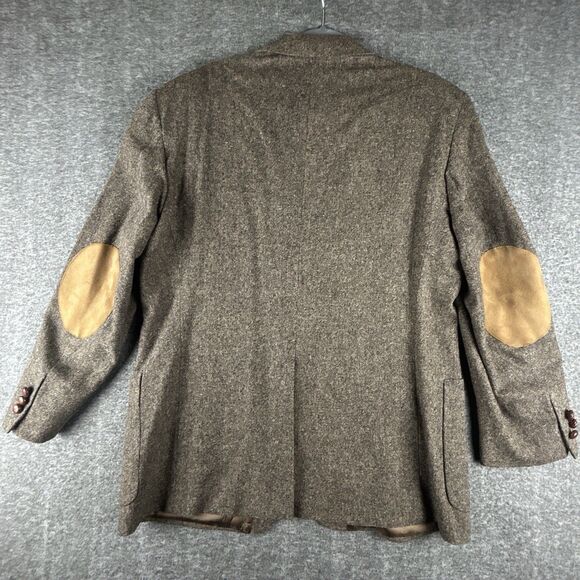 Vintage STAFFORD Blazer 44R Brown Wool Elbow Patch University Tweed Lambswool - Picture 2 of 11